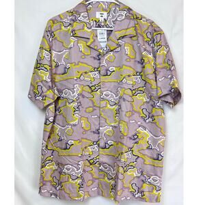 Mode of One Men's Purple Geometric Print Button Up